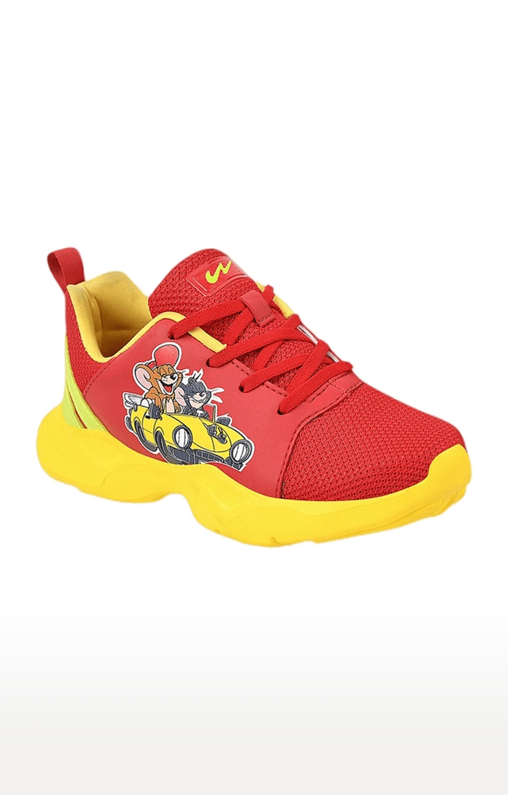 Boy's T&J-03 Red Mesh Running Shoes