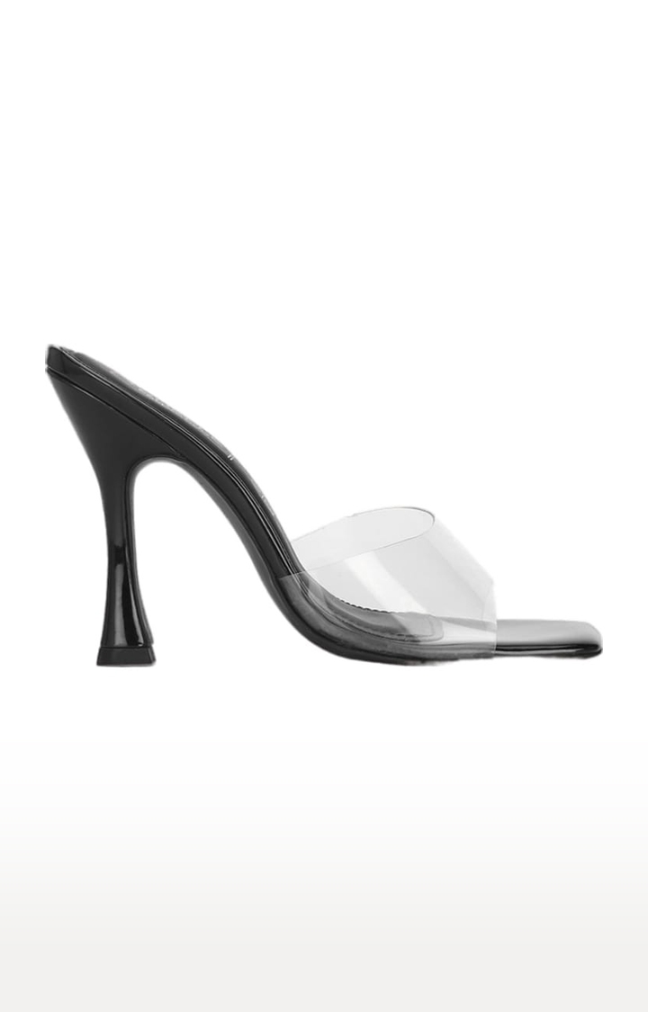 Women's Black Synthetic Solid Slip On Stilettos