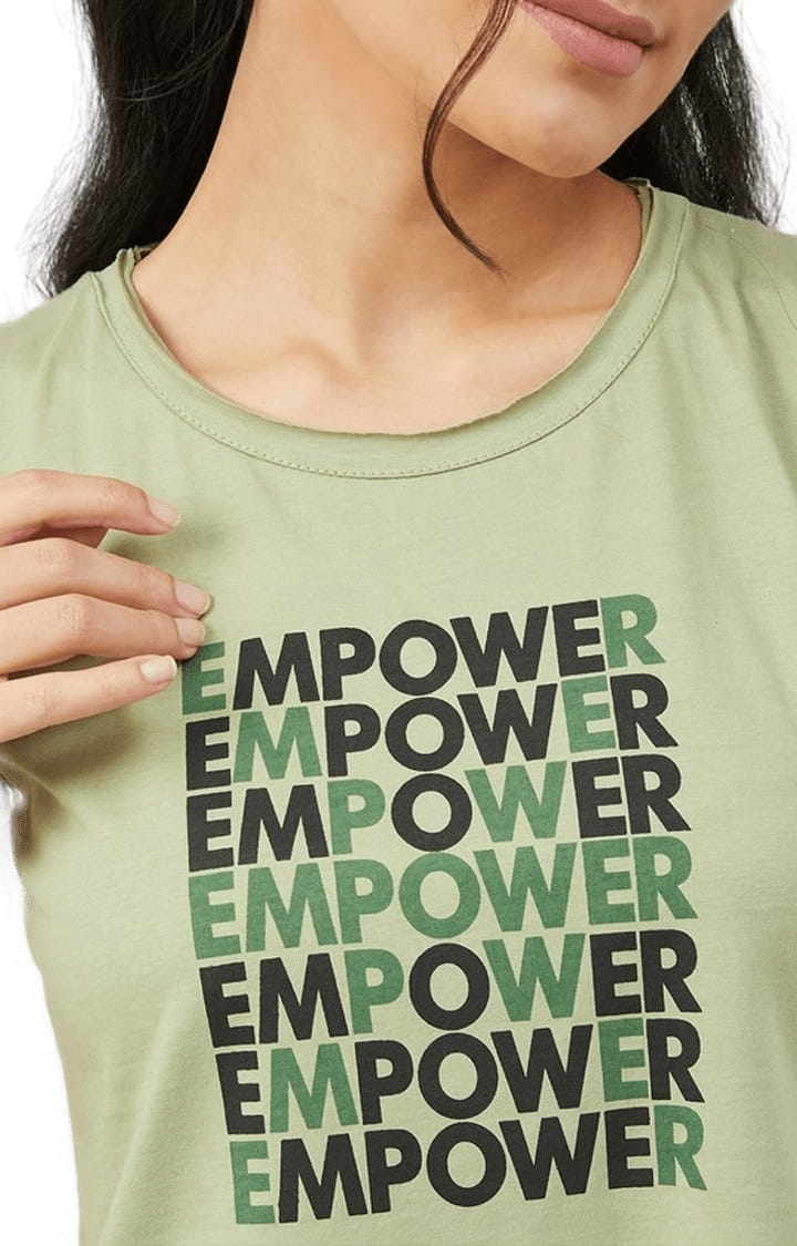 Women's Olive Green Cotton Solid T-Shirt