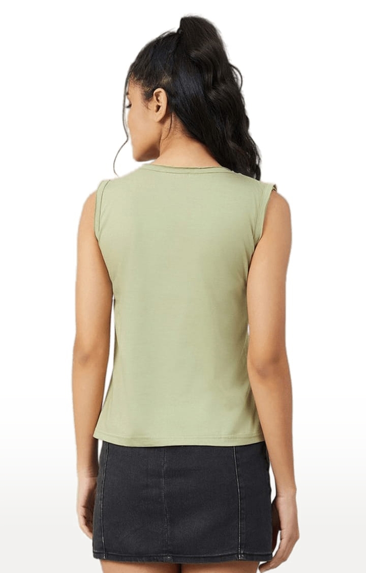 Women's Olive Green Cotton Solid T-Shirt
