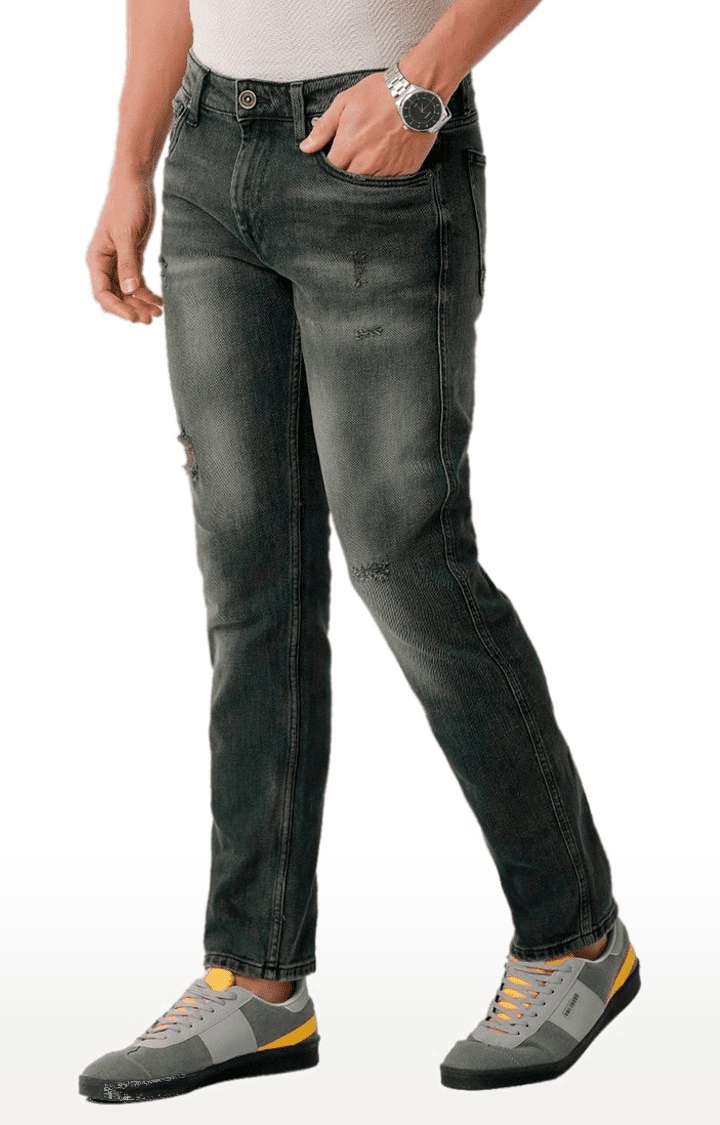 Men's Grey Blended Tapered Jeans
