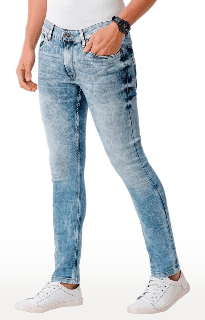 Men's Blue Blended Slim Jeans