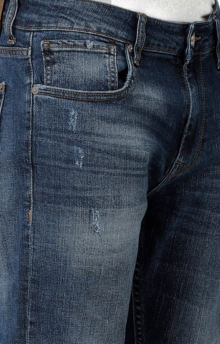 Men's Blue Cotton Blend  Regular Jeans