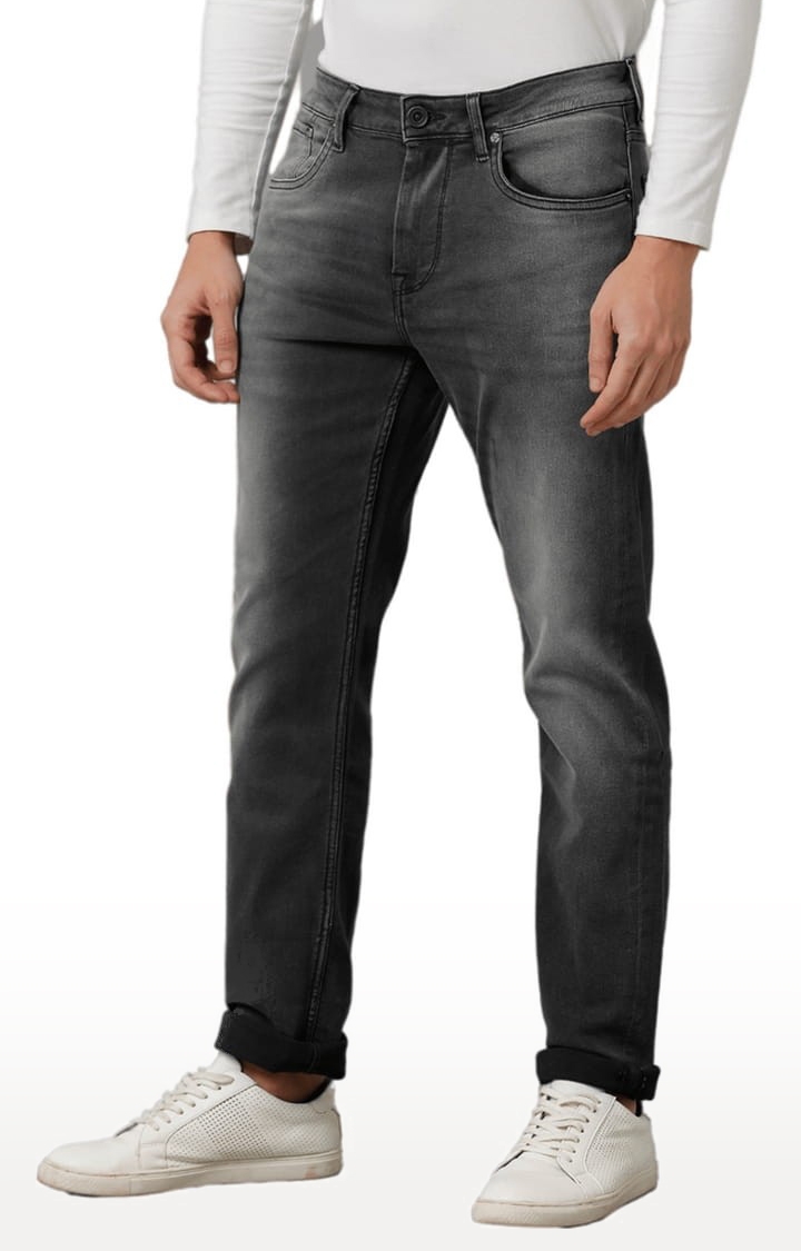 Men's Grey Cotton Blend  Regular Jeans