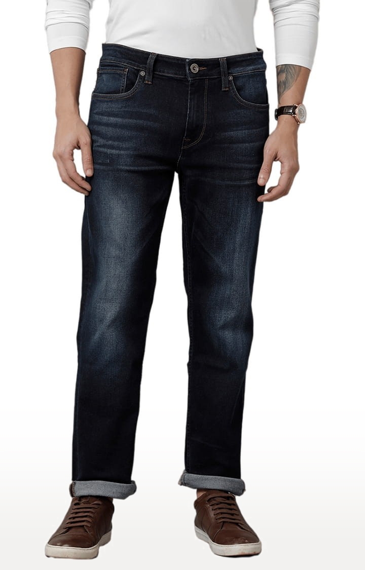 Men's Blue Cotton Blend Jeans