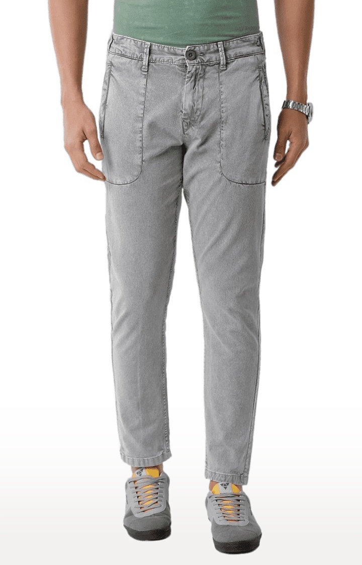 Men's Grey Cotton Blend Jeans