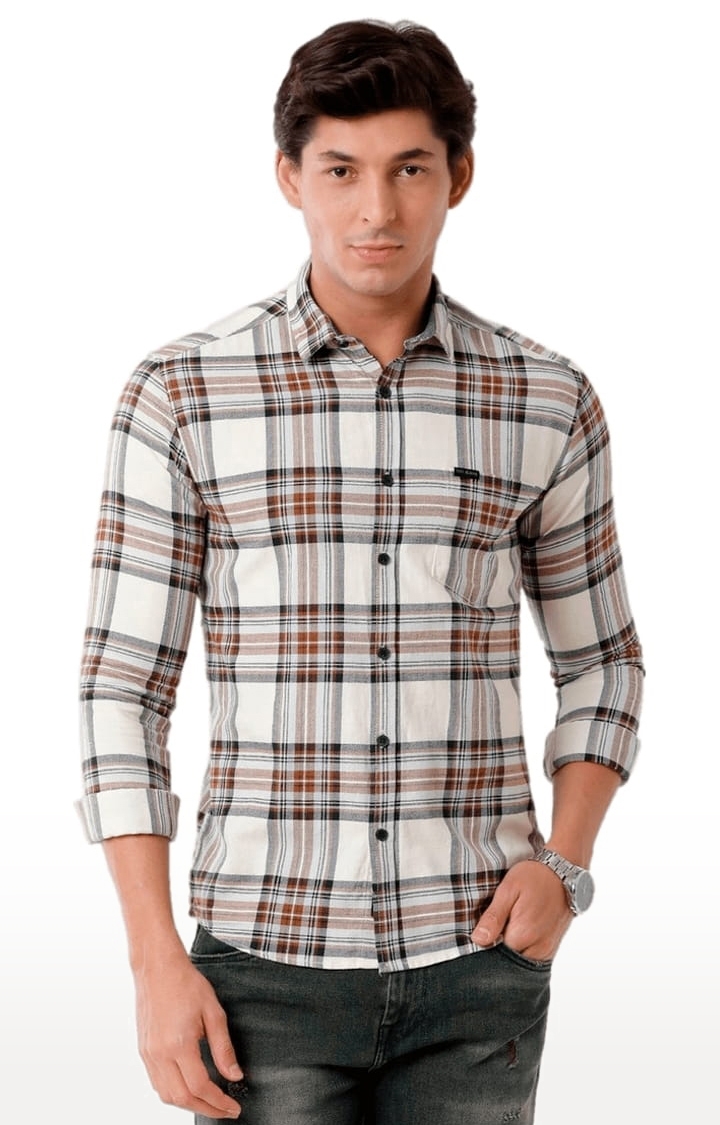 Men's Multicolour Cotton Checkered Casual Shirt