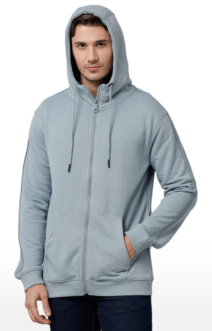 Men's Ashley Blue Fleece Solid hoodie