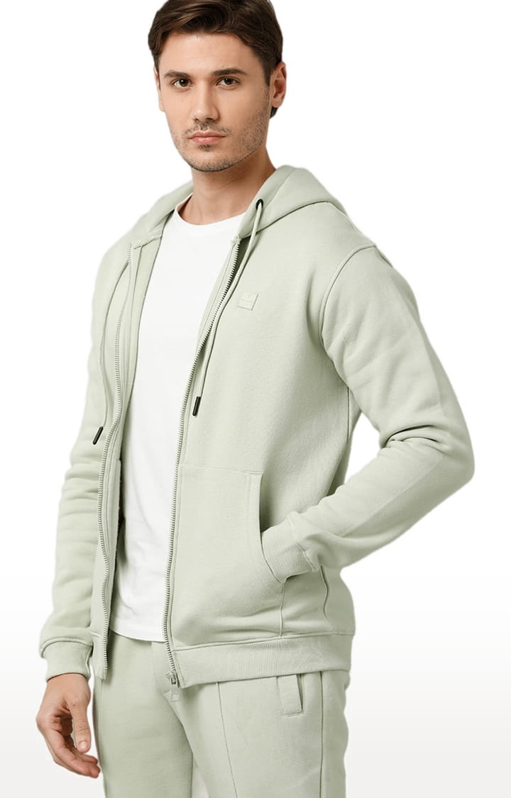 Men's Lilly Green Fleece Solid hoodie