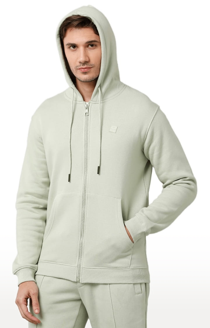 Men's Lilly Green Fleece Solid hoodie