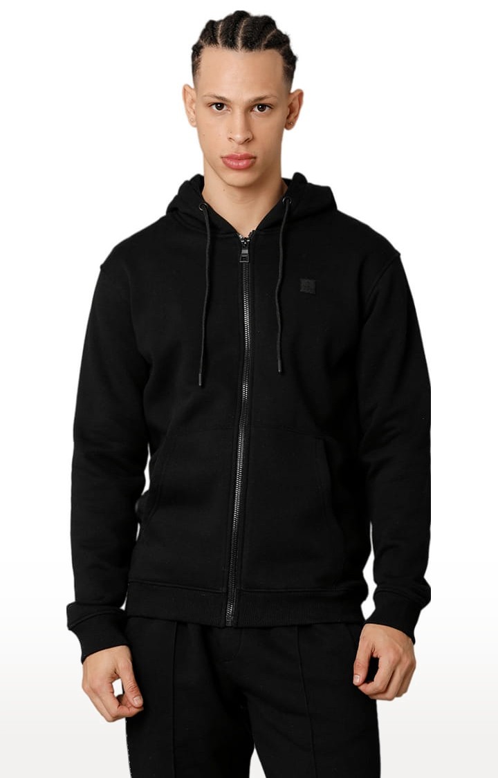 Men's Black Fleece Solid hoodie