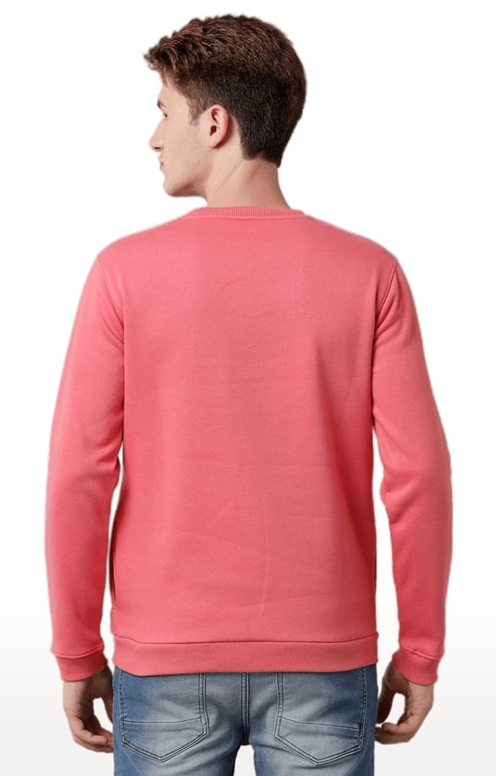 Men's Pink Cotton Blend Solid SweatShirt