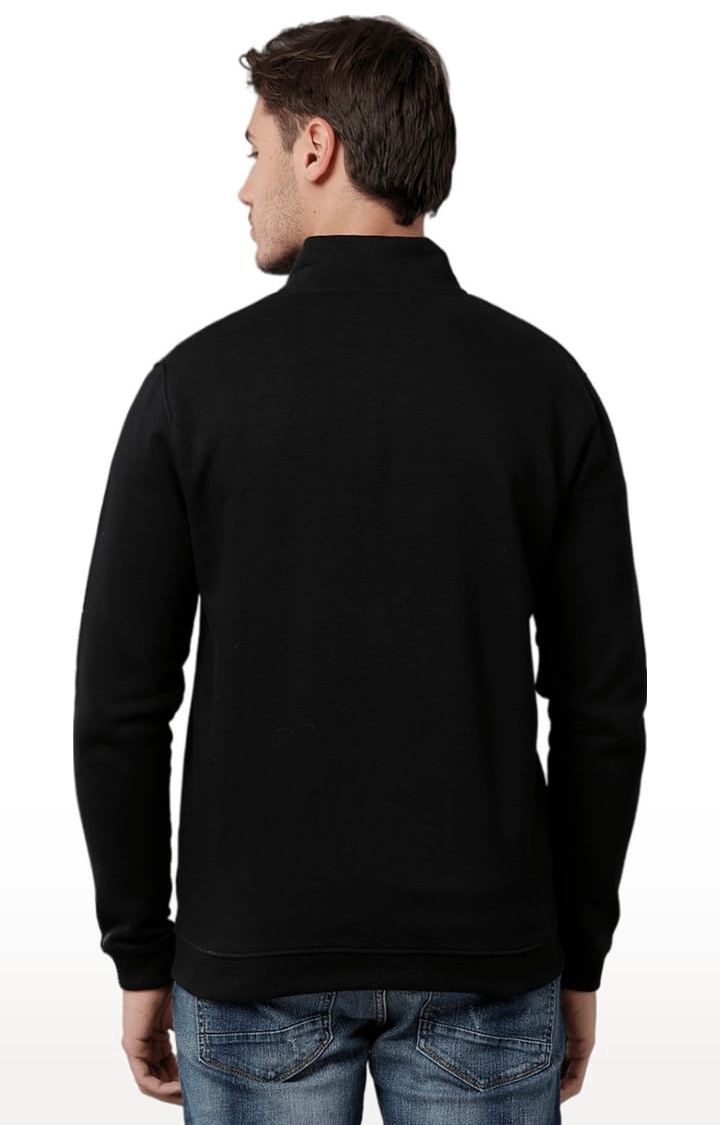 Men's Deep Black Fleece Solid SweatShirt