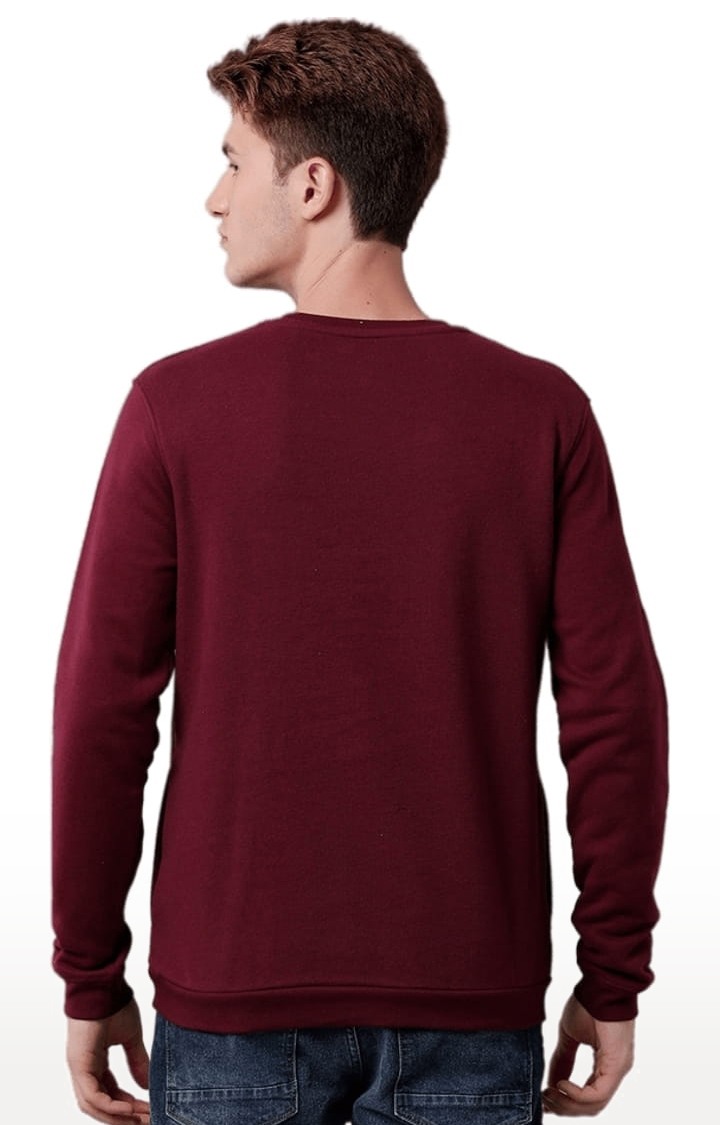 Men's Red Cotton Blend Solid SweatShirt