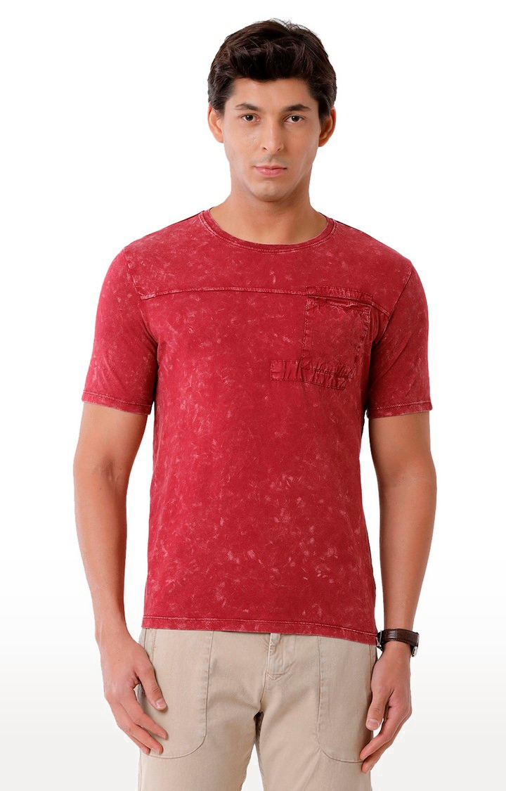 Men's Beet Red Cotton Tie Dye T-Shirt