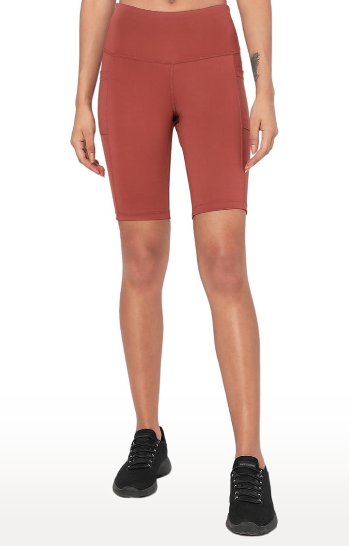 Women's Brown Polyester Activewear Shorts
