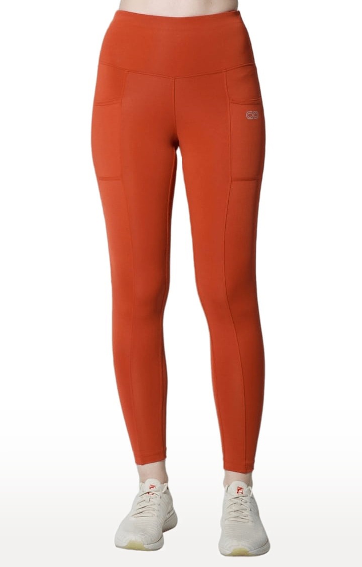 SilverTraq | Women's Orange Polyester Activewear Legging