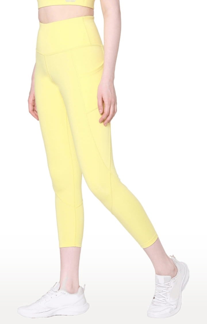 Women's Yellow Polyester Activewear Legging