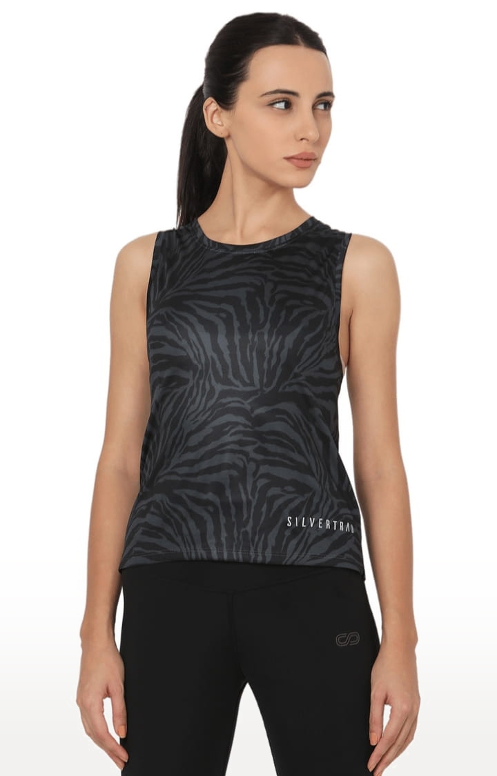 SilverTraq | Women's Black Polyester Solid Activewear Top