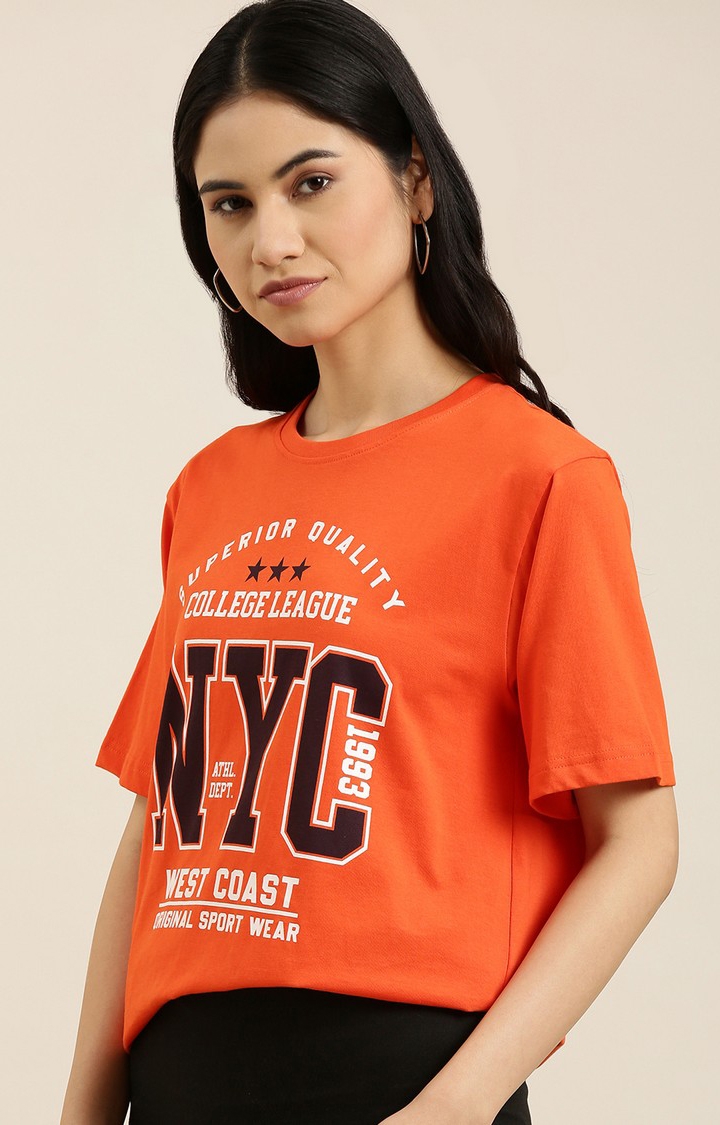 Dillinger Orange Typographic Oversized T-Shirt