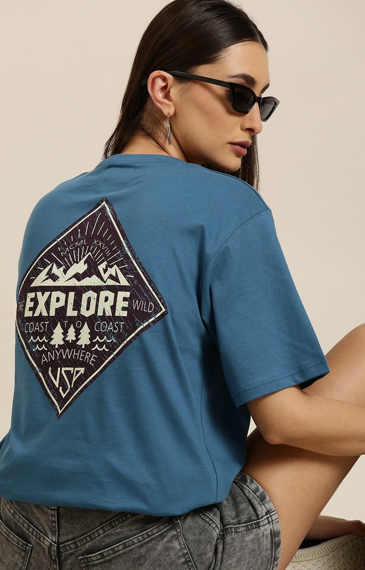 Dillinger Blue Graphic Oversized T-Shirt