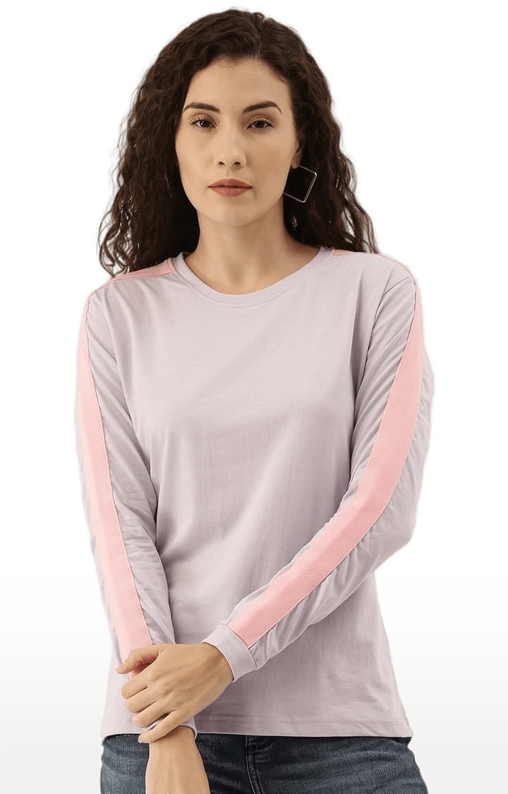 Women's Purple Cotton Solid T-Shirts