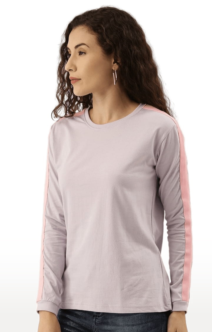 Women's Purple Cotton Solid T-Shirts