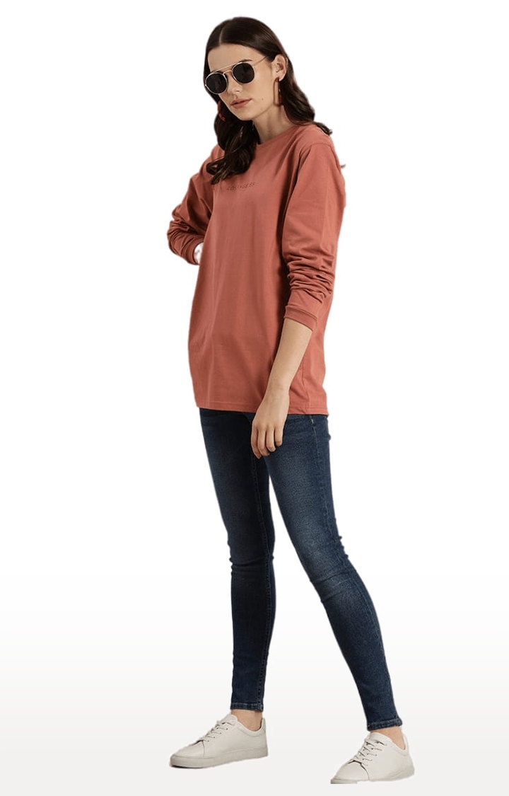 Women's Pink Cotton Solid Oversized T-Shirt