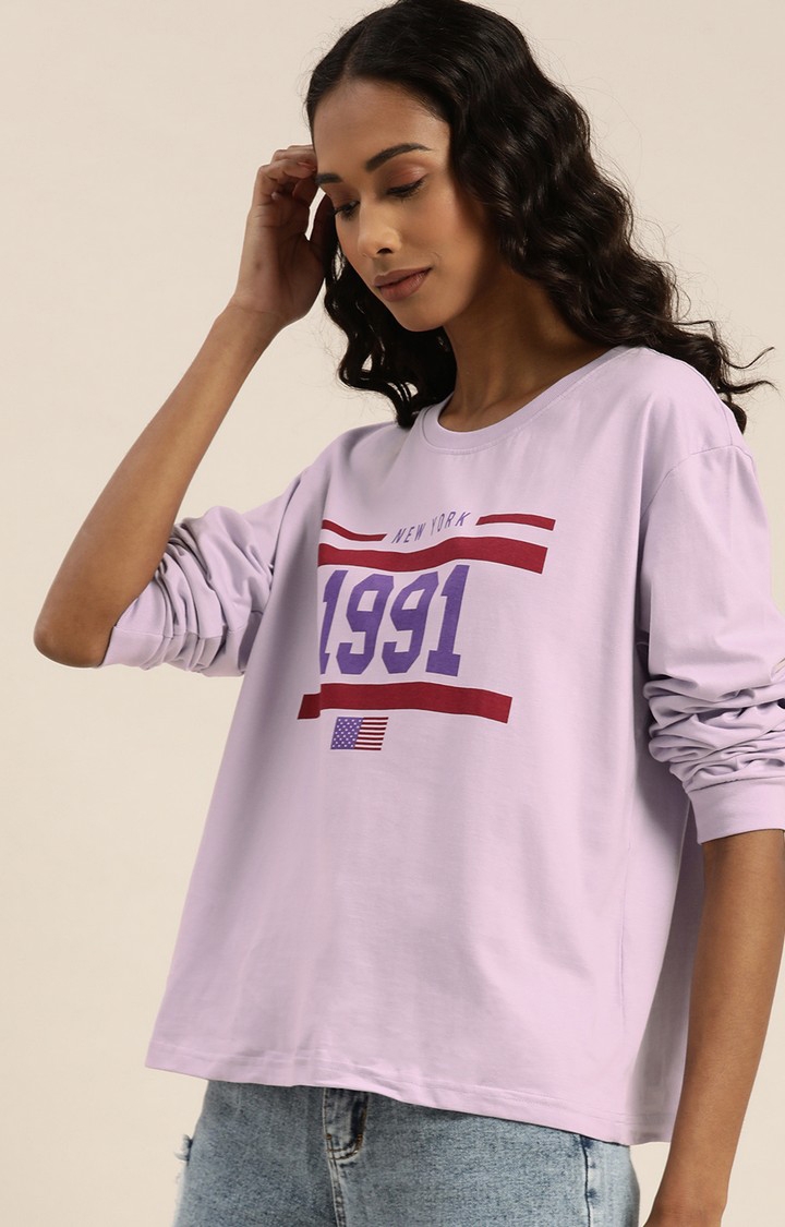 Dillinger Lavender Typographic Boxy Regular T-Shirt