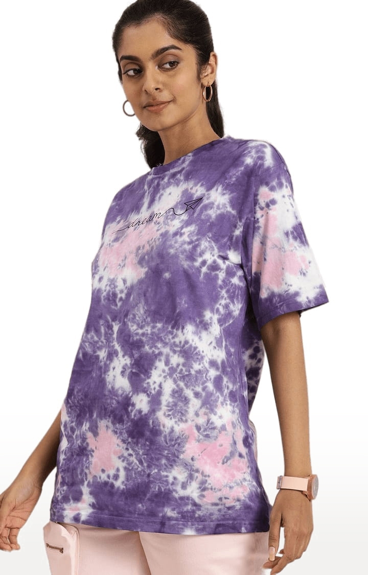 Women's Multi Colour Cotton Tie Dye Oversized T-Shirt
