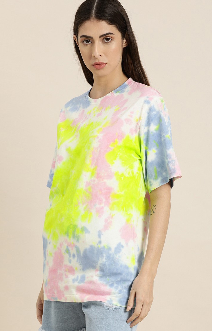 Women's Multi Cotton Tie Dye Oversized T-Shirts