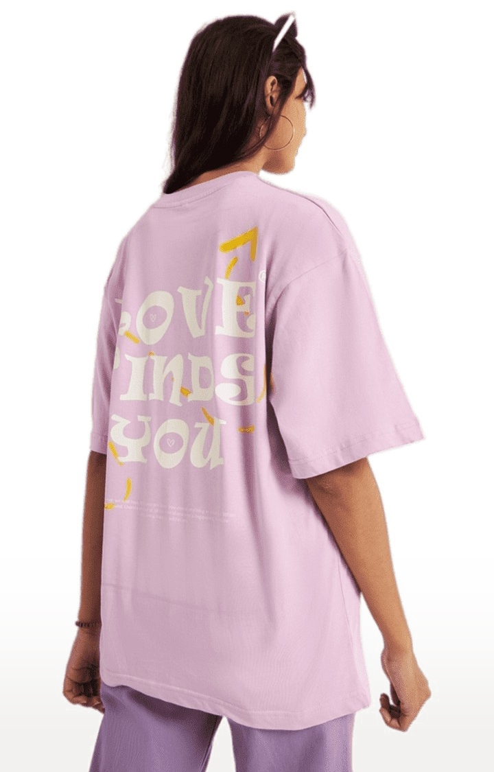 Women's Love Finds You Lavender Graphics Relaxed Fit T-Shirt