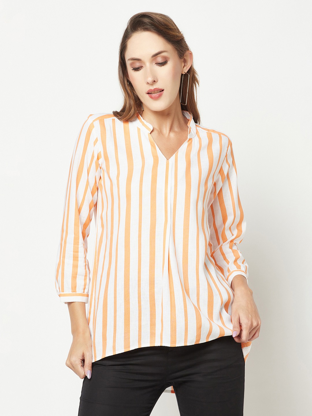 Crimsoune Club Women Orange Striped Top