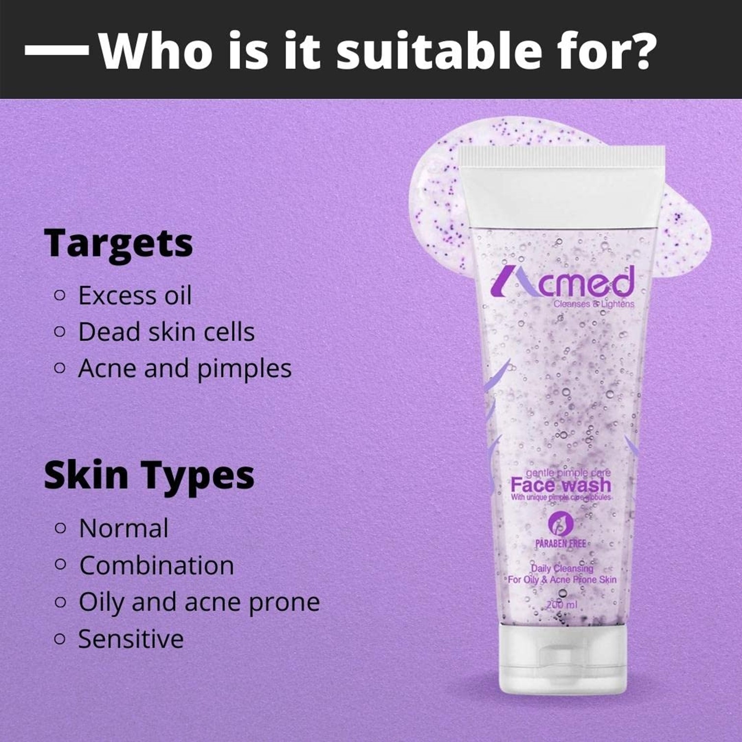 Acmed Pimple Care Face Wash for Acne Prone Skin (70grams) : Pack of 3
