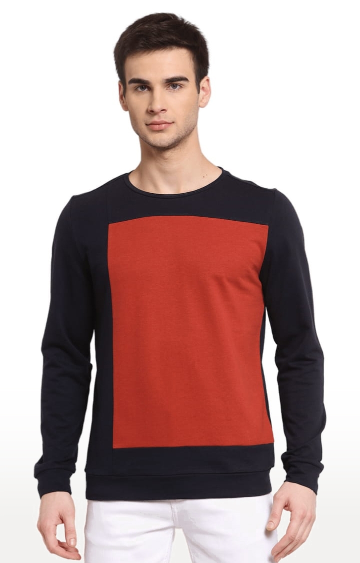 YOONOY | Men's Black & Red Cotton Colourblock Sweatshirts