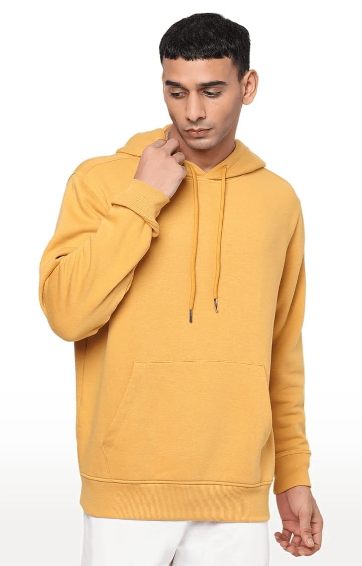 YOONOY | Men's Pink Cotton Solid Hoodie