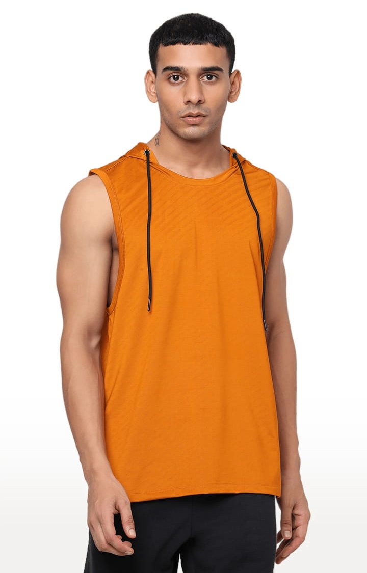 YOONOY | Men's Orange Knit Textured Vests