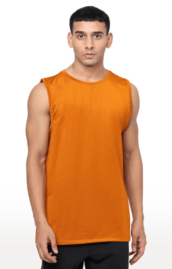 YOONOY | Men's Orange Knit Textured Vests