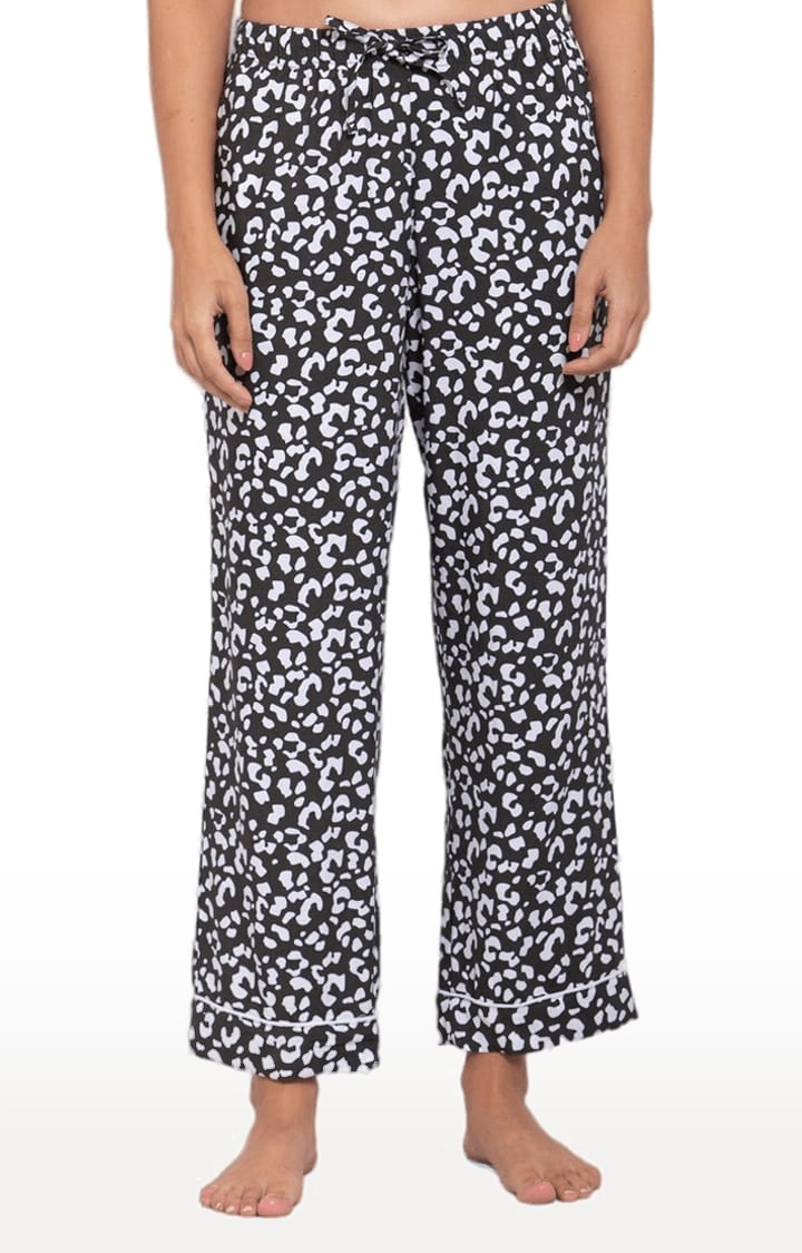 Women's Black and White Printed Pyjamas