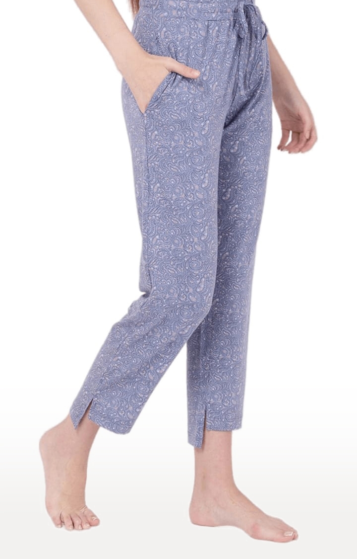 Women's Blue Printed Pyjamas