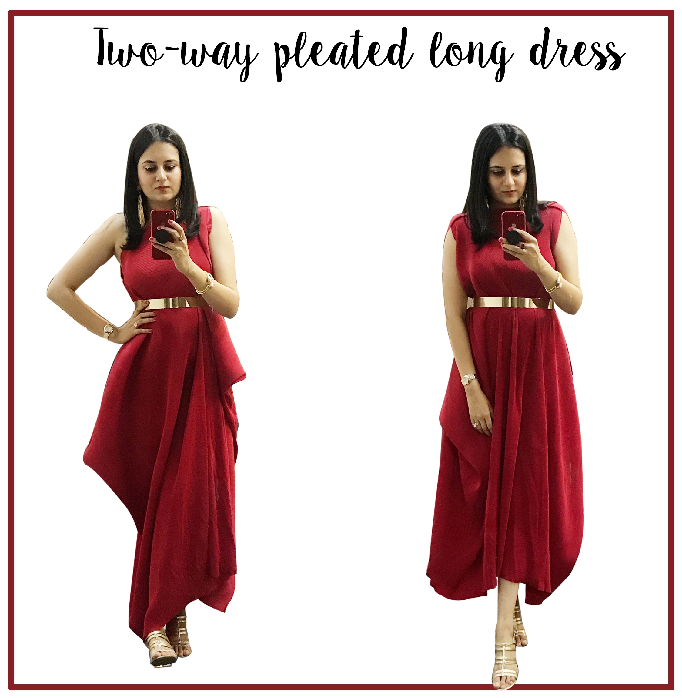 Pleated Long Dress - 2 way wearable