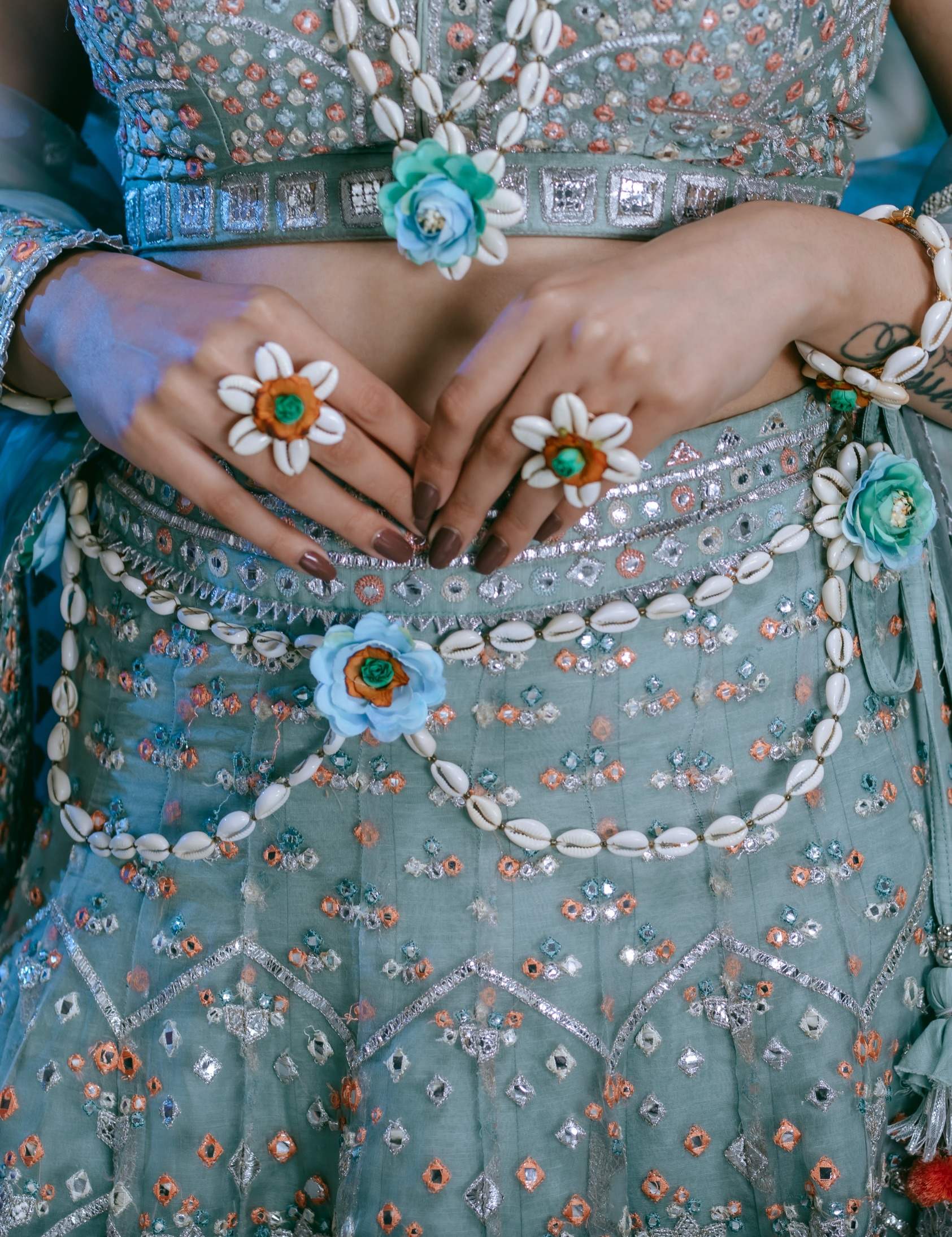 White  Shell work Kamarbandh 