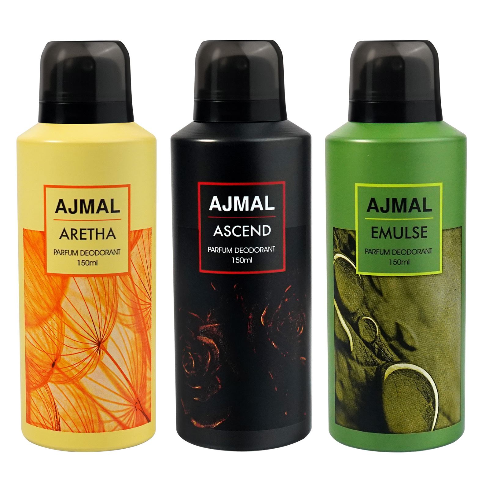Ajmal Aretha, Ascend and Emulse Deodorant Perfume 150ML Each Long Lasting Spray Party Wear Gift For Men and Women Online Exclusive