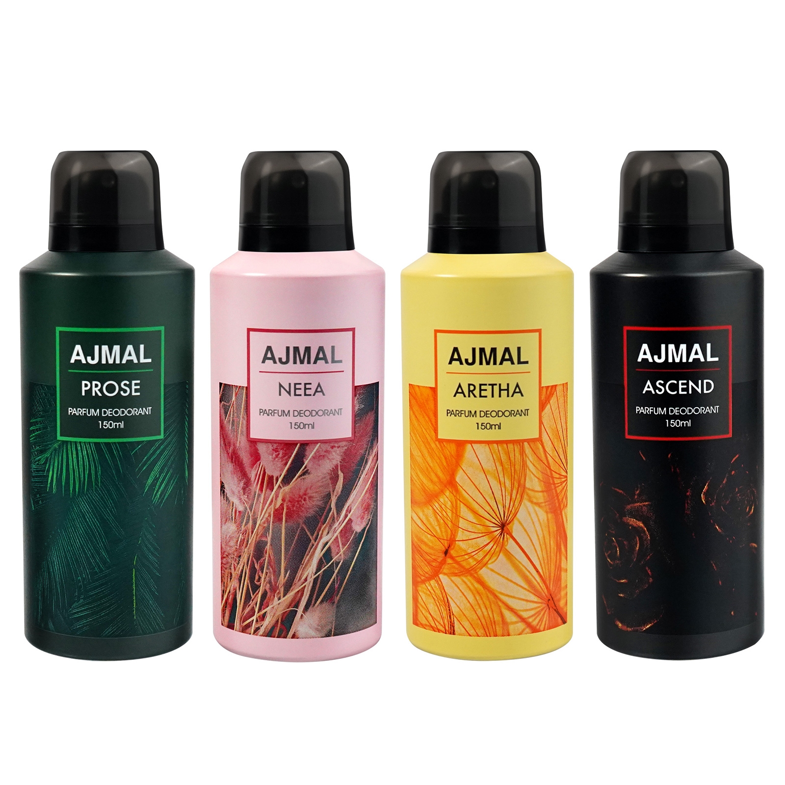 Ajmal Prose, Neea, Aretha and Ascend Deodorant Perfume 150ML Each Long Lasting Spray Party Wear Gift For Men and Women Online Exclusive