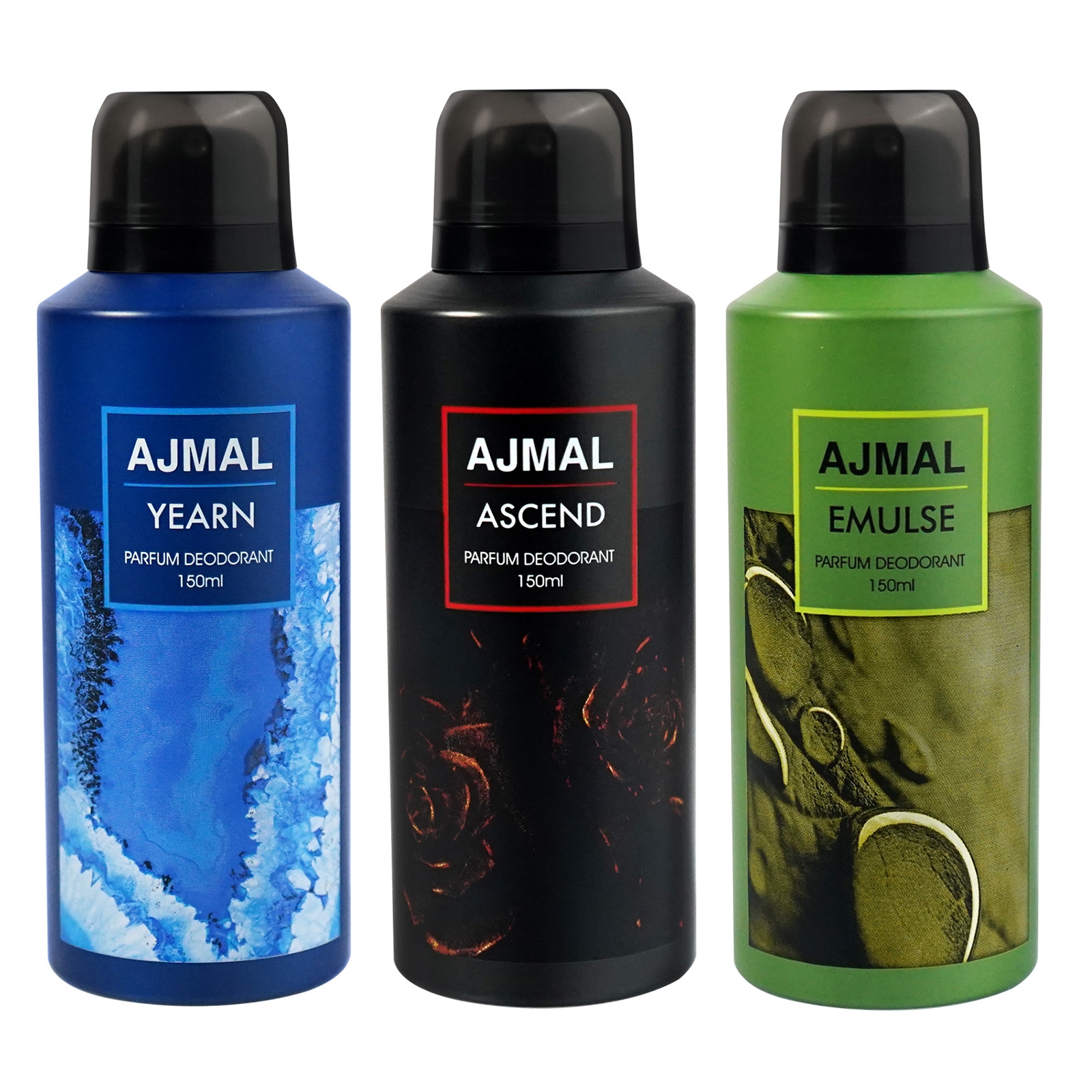 Ajmal Yearn, Ascend and Emulse Deodorant Perfume 150ML Each Long Lasting Spray Party Wear Gift For Men and Women Online Exclusive
