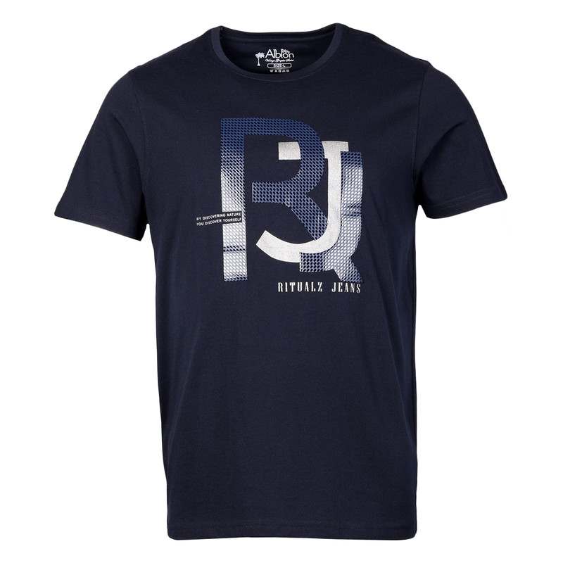 ALBION CYAN MENS NAVY T-SHIRT