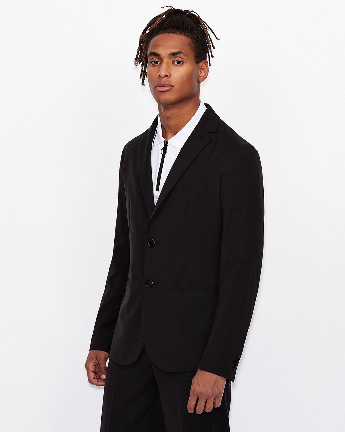 Solid Black Slim Fit Blazer