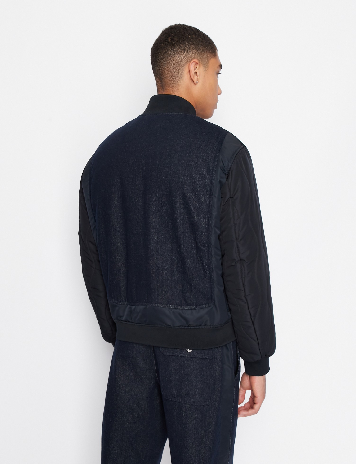 Logo Print Zip-Up Jacket With Denim Inserts
