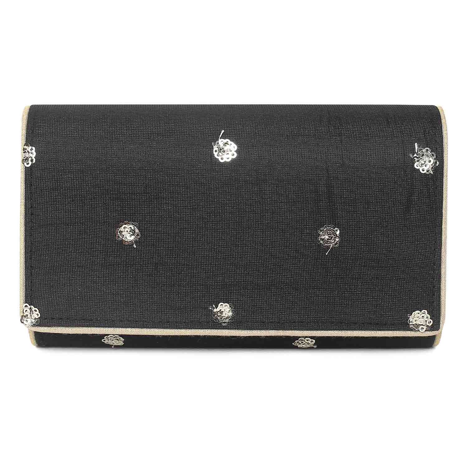 Basic black envelope clutch