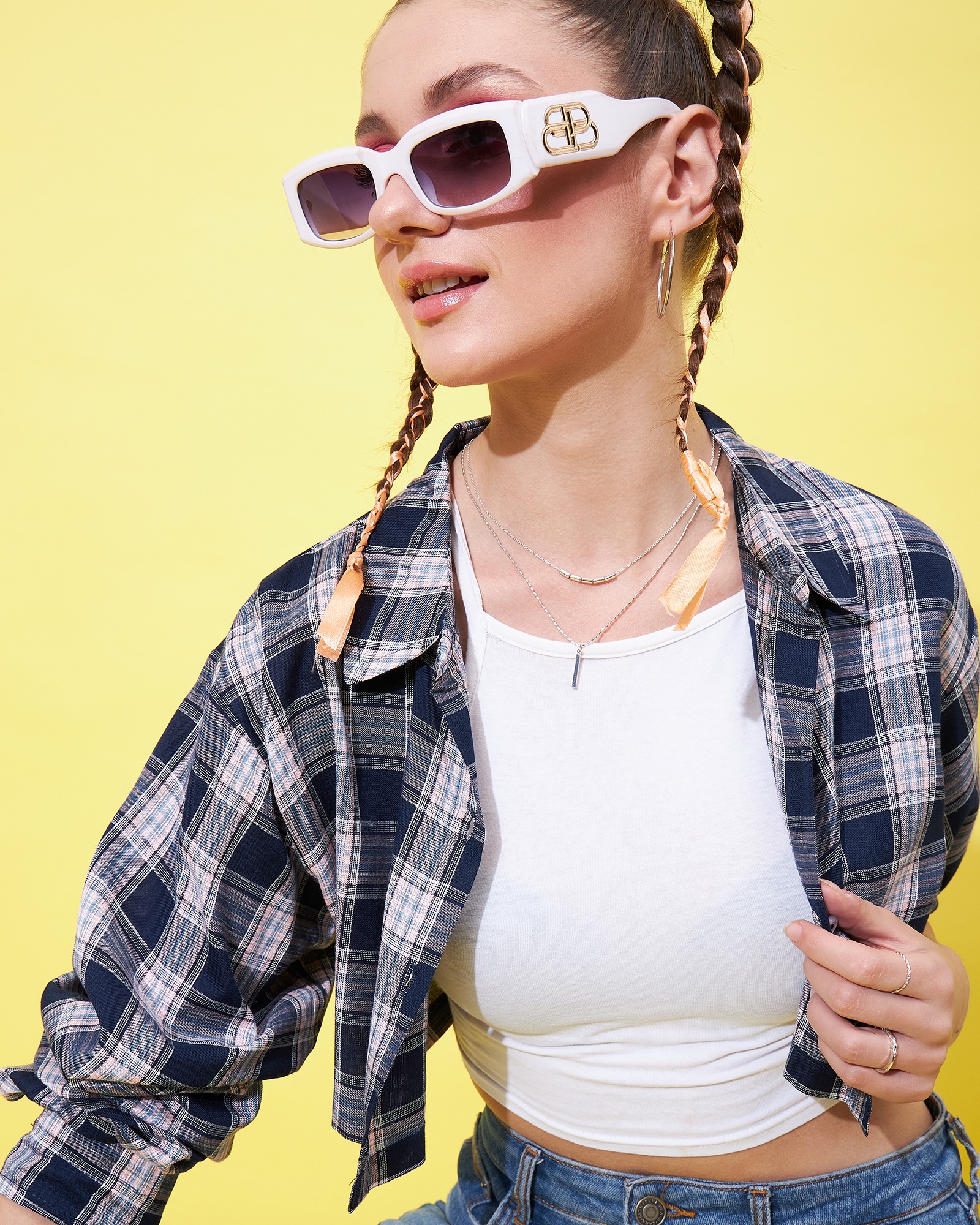 CHIMPAAANZEE | Chimpaaanzee Women Navy & Pink Fully Cropped Shirt